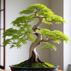 green Japanese maple bonsai