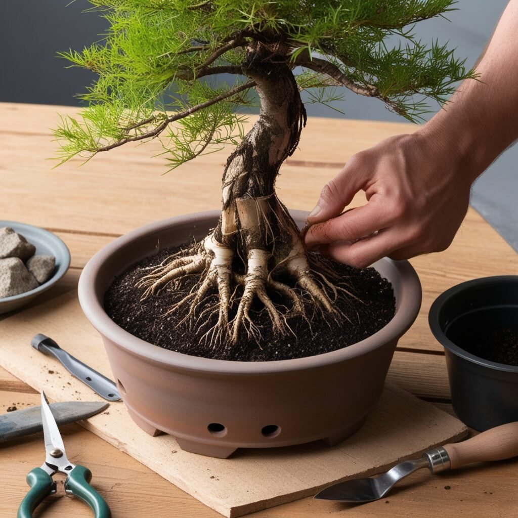 trident maple bonsai potting picture