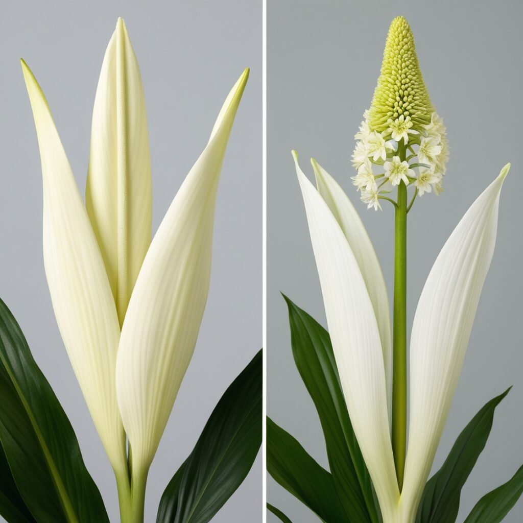 difference between a peace lily and a Chinese evergreen.